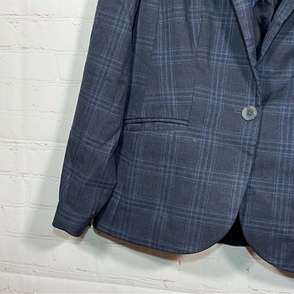 Lands End Blazer Womens Size 10P Blue Plaid One Button Lined Classic - Picture 4 of 11